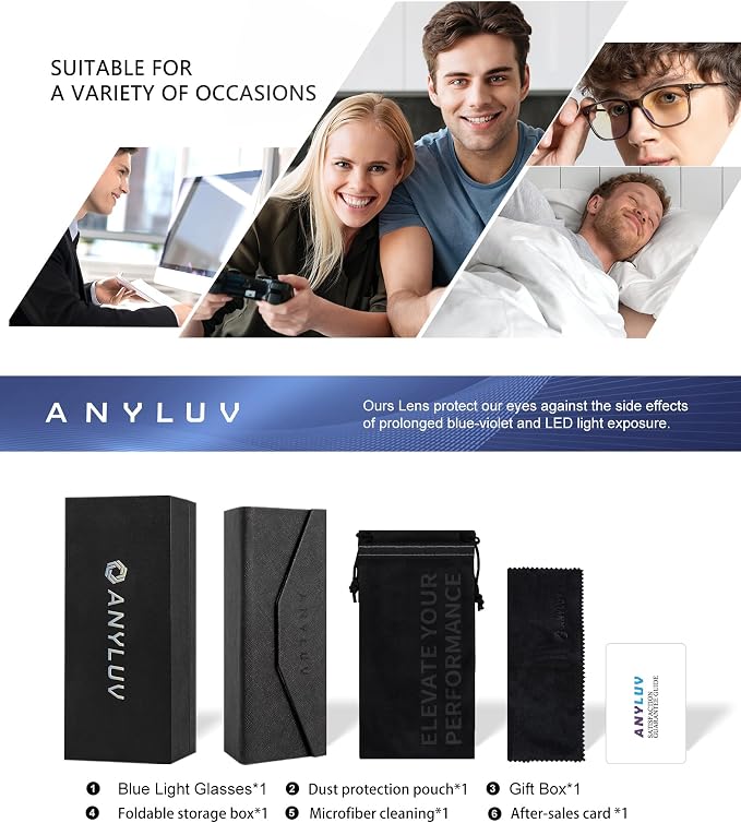 ANYLUV Blue Light Glasses for Men, Lightweight Computer Gaming Glasses - Image 7