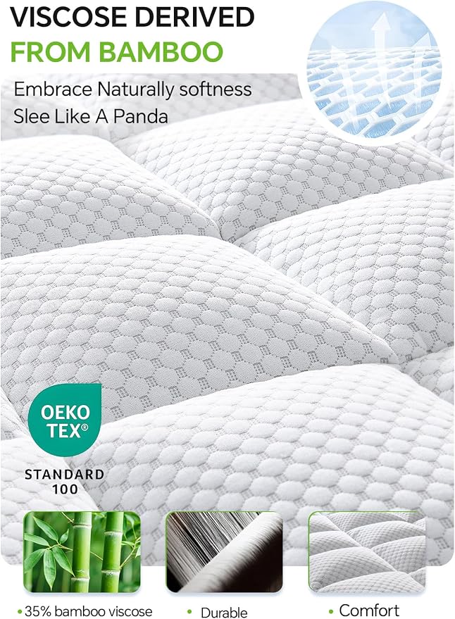 BEDELITE Queen Mattress Topper 3 Inch Thick Mattress Pad, Plush Pillow Top Bed - Image 2