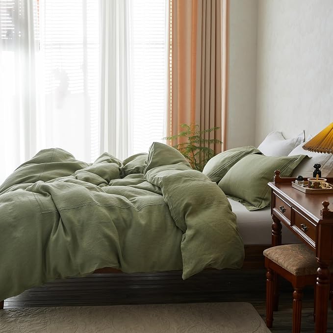 Simple&Opulence 100% Washed Linen Duvet Cover Set 104"x92" - Image 2