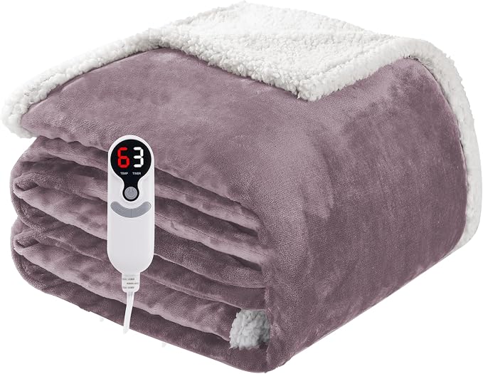 Electric Heated Blanket Twin Size 62"x84", Soft Flannel by Soypipo