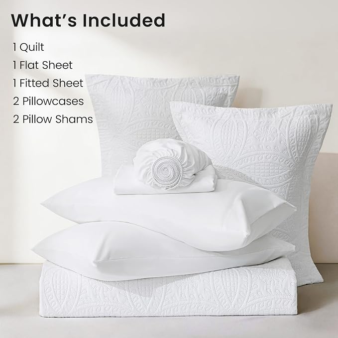 Love's cabin King Quilt Set White, Bed in a Bag King Size Bedding 7 Pieces - Image 7