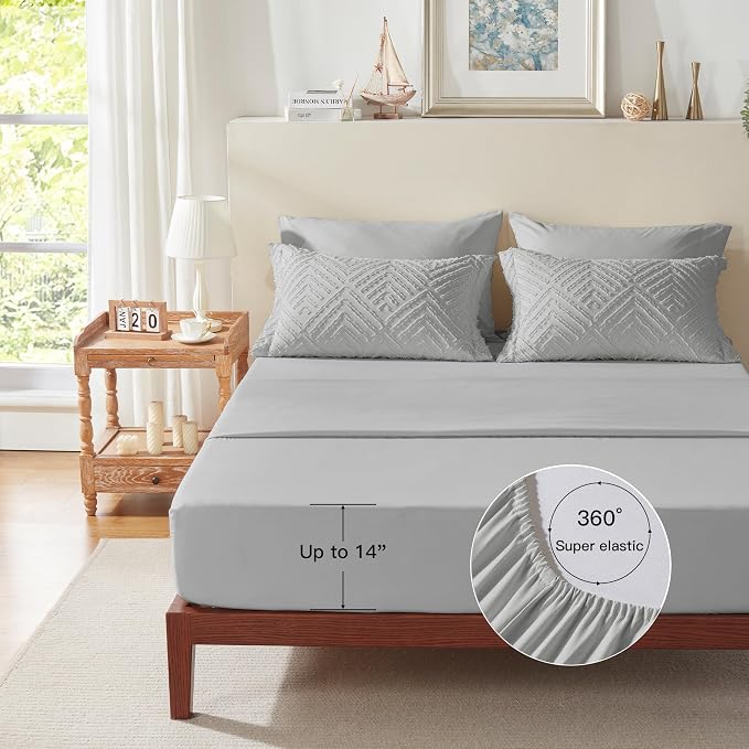 Zzlpp Twin Comforter Set 5 Pieces, Light Grey Tufted Bed in a Bag - Image 7