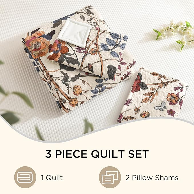 Litanika Floral Light Beige Quilt Queen Size - Image 8