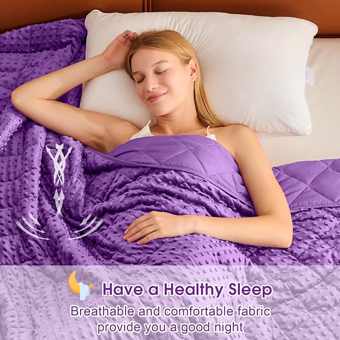 Purple Weighted Blanket for Adults 20lbs, Twin Full Size Cooling Minky Heavy - Image 8