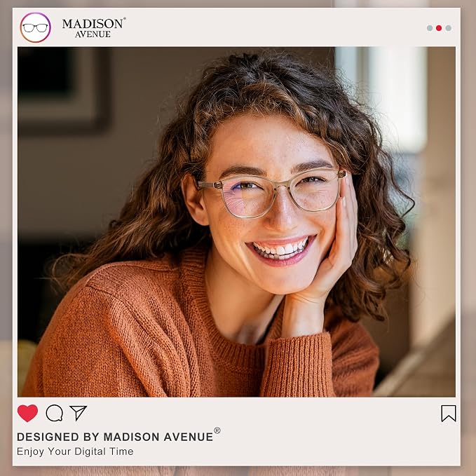 Madison Avenue Blue Light Blocking Glasses Anti Eyestrain UV Glare Blue Light - Image 2