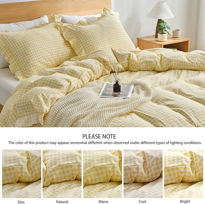 Gingham Duvet Cover Twin Size, 2 Pieces Soft Breathable Microfiber Plaid - Image 5