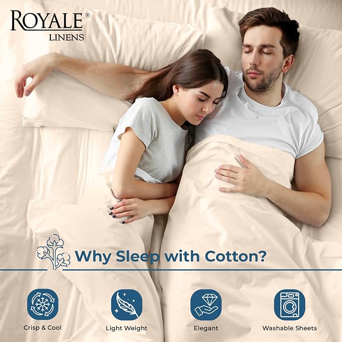 Royale Linens 100% Organic Cotton King Flat Sheet Only - Image 3