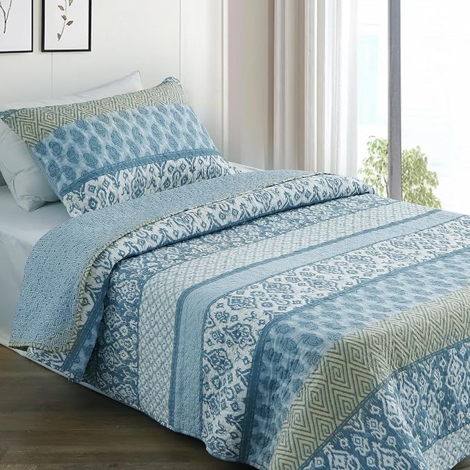GOONE Twin Quilt Set 68"x86", Lightweight Washed Coverlet, Reversible Spring & by GOONE