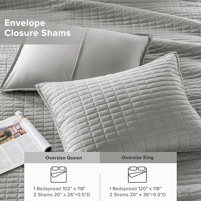 Comfort Spaces King Quilt Set Modern Reversible Diamond Coverlet Bedding Set - Image 5