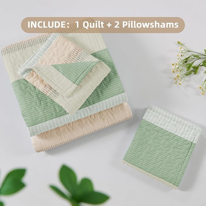 Andency King Size Quilt Set Mint Pink, 3 Pieces Summer Ultra Soft Lightweight - Image 6