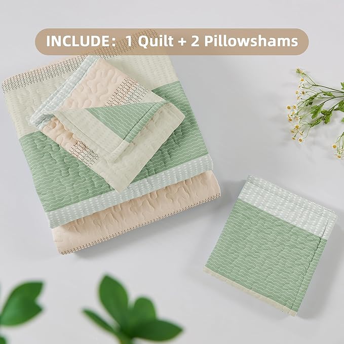 Andency California King Quilt Set Mint Pink, 3 Pieces Ultra Soft Lightweight - Image 6