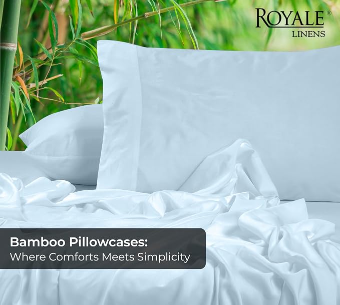 Royale Linen Cooling Pillow Cases Standard Size Set of 2-100% Rayon Derived - Image 2