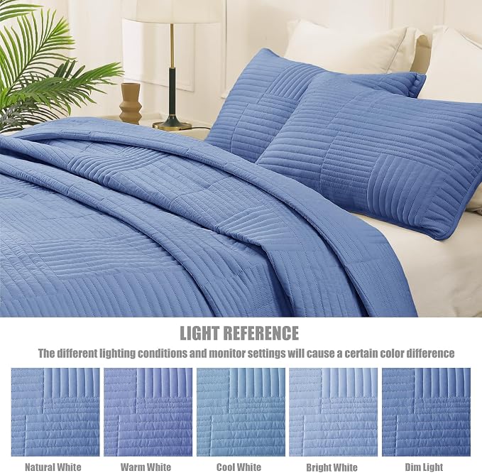 Whale Flotilla Ultra Soft King Quilt Bedding Set, Lightweight Microfiber Bluish - Image 5