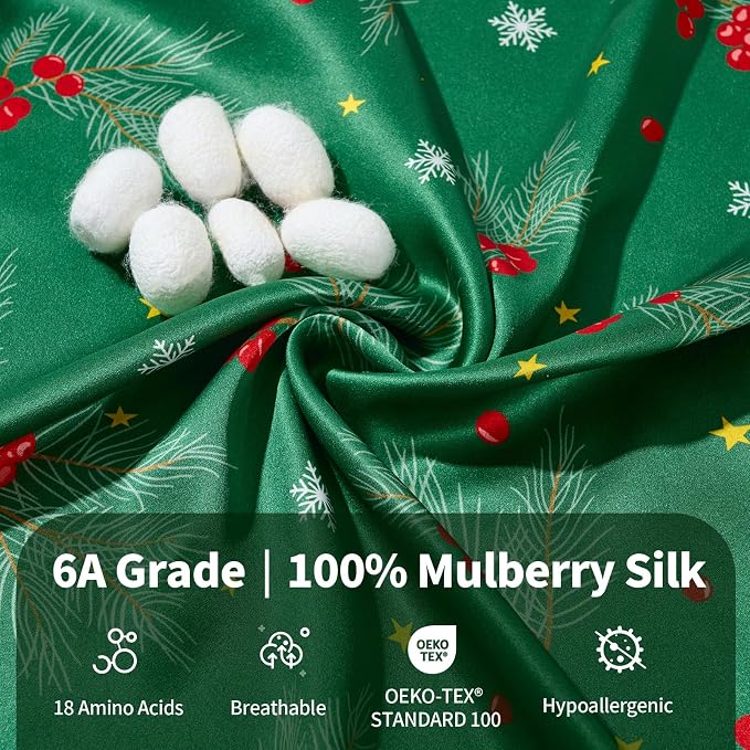 THXSILK Christmas Style 6A+ Grade Mulberry Silk Pillowcase - Image 2
