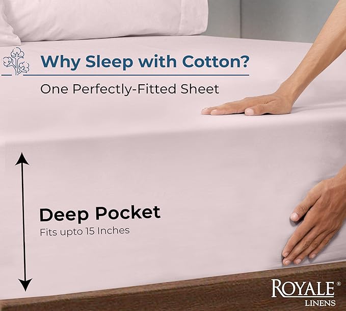 Royale Linens 100% Organic Cotton Fitted Sheet - Image 2