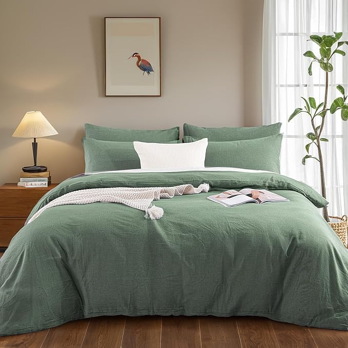 NEXHOME PRO Duvet Cover Full 100% Washed Cotton, Organic Natural Linen Like - Image 2
