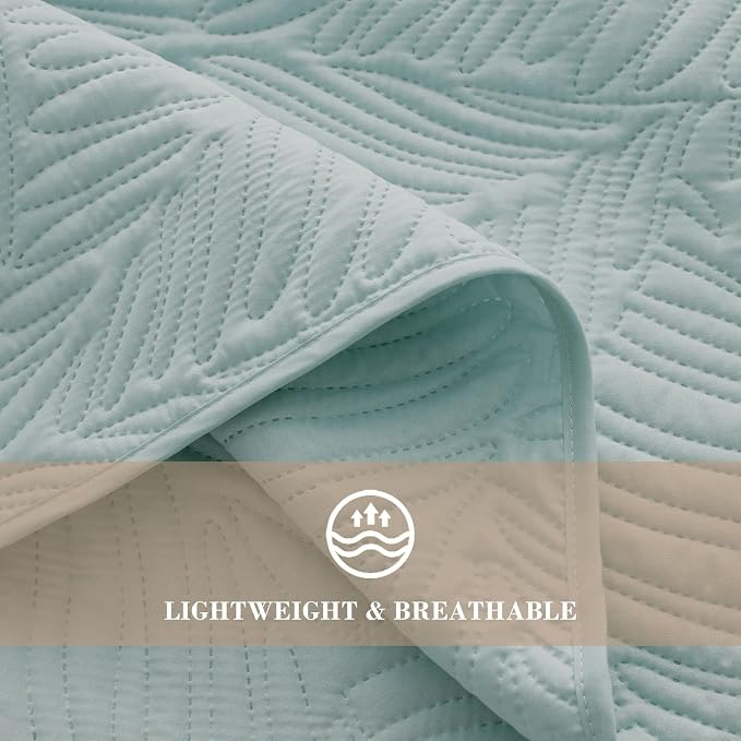 Exclusivo Mezcla Queen Quilt Bedding Set, Lightweight Aqua Blue Quilts Queen - Image 5