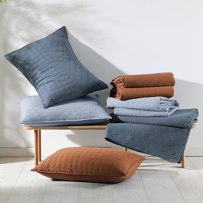 HORIMOTE HOME Burnt Orange Queen Size Quilt Set - Image 8