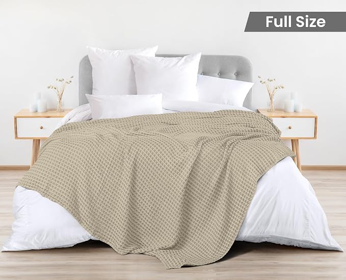 Utopia Bedding 100% Cotton Waffle Weave Blanket Full Size - Image 3