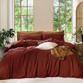 MooMee Bedding Duvet Cover Set 100% Washed Cotton Linen Like Textured by MOOMEE