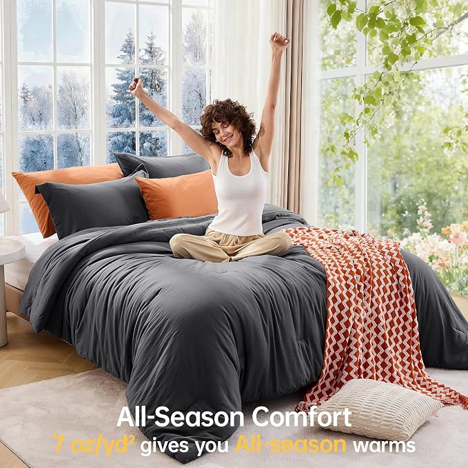 MUXHOMO Queen Comforter Set, All Season Ultra Soft Down Alternative Bedding - Image 4