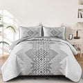 Boho Quilt Set King Size 3 Pieces Grey Aztec King Quilt Set Bohemian Bedspread by Dintszyayue