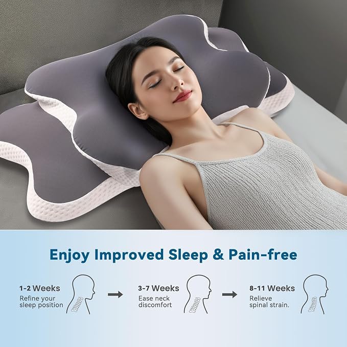 Cervical Memory Foam Pillow for Neck Pain Relief, Cooling Ergonomic Contour - Image 7
