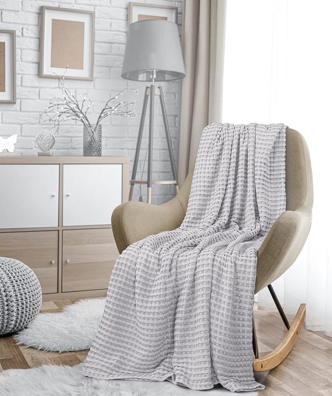 Utopia Bedding 100% Cotton Waffle Weave Blanket King Size - Image 8