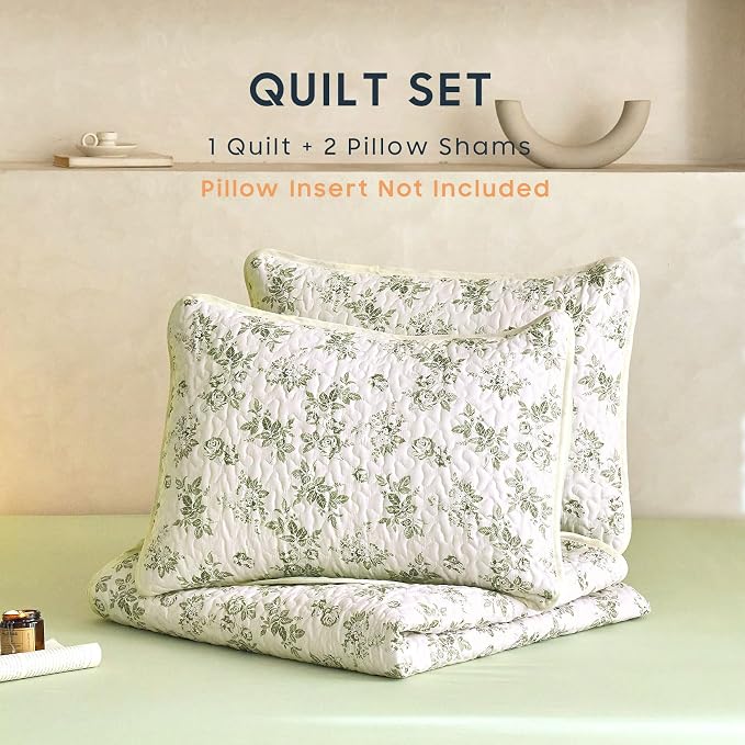 Wake In Cloud - Floral Quilt Set, Shabby Chic Coquette Cottagecore Vintage - Image 2