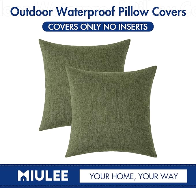 MIULEE Pack of 2 Decorative Outdoor Solid Waterproof Throw Pillow Covers Faux - Image 6