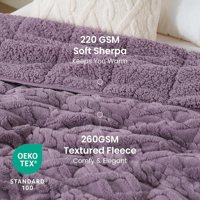 Drewin Weighted Blanket for Adults Twin Size, 15 lbs Stylish Jacquard Sherpa - Image 3