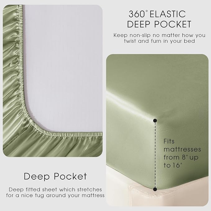 FreshCulture Satin Sheets Twin Size Bed Set - Image 4