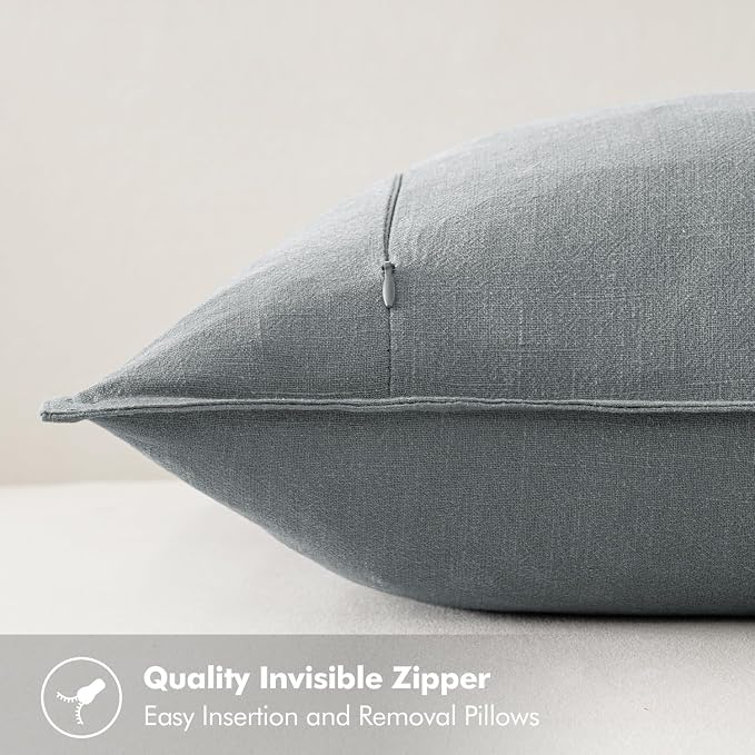 MIULEE Decorative Linen Euro Sham Pillow Covers 26x26 Gray ​Boho Farmhouse​ - Image 3