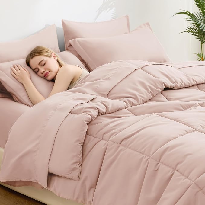Love's cabin Full Comforter Set Blush Pink, 7 Pieces Full Bed in a Bag - Image 3