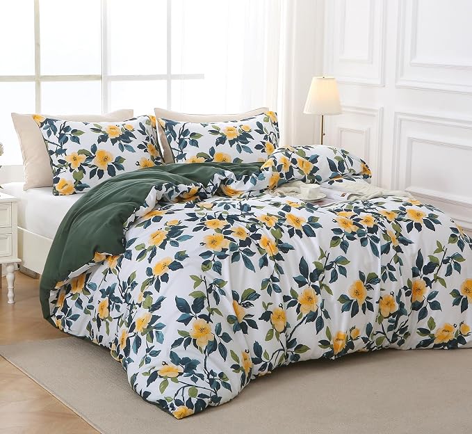MUXHOMO Duvet Cover Queen Size, Reversible Floral Vintage Duvet Cover Set - Image 3