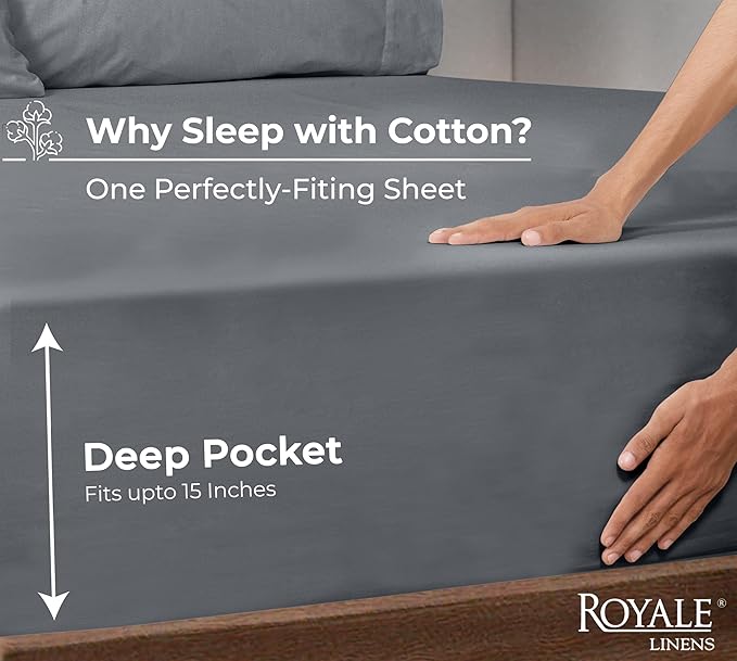 Royale Linens 100% Organic Cotton Fitted Sheet - Image 2