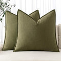MIULEE Decorative Linen Euro Sham Pillow Covers 24x24 Inch Green ​Boho by MIULEE