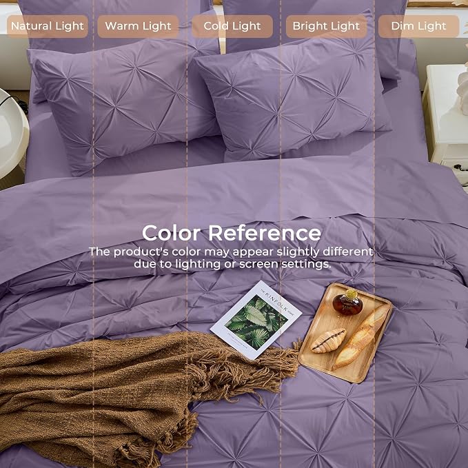 Sasttie Twin XL Comforter Set, 5-Piece Bed in a Bag, Pintuck Bedding Sets - Image 8