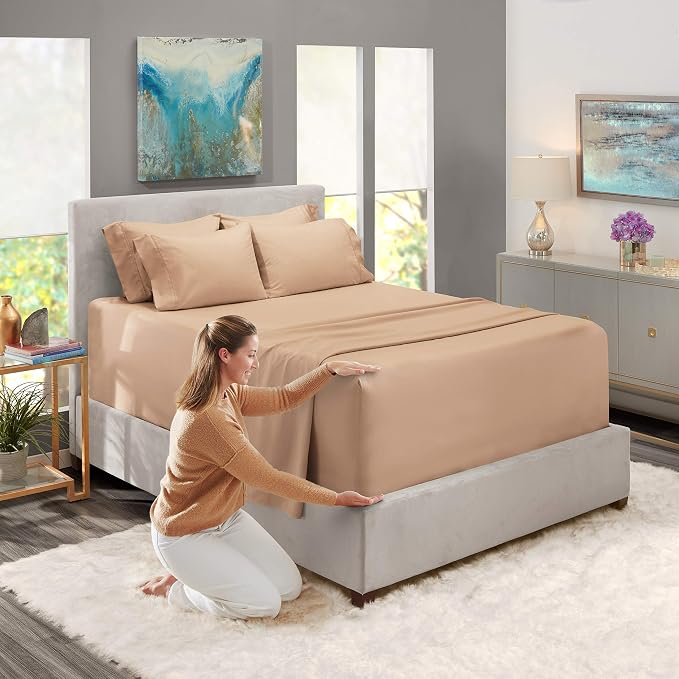 Hearth & Harbor Luxury Soft 6 Piece Bed Sheet Set Extra Deep Pocket Fitted - Image 3
