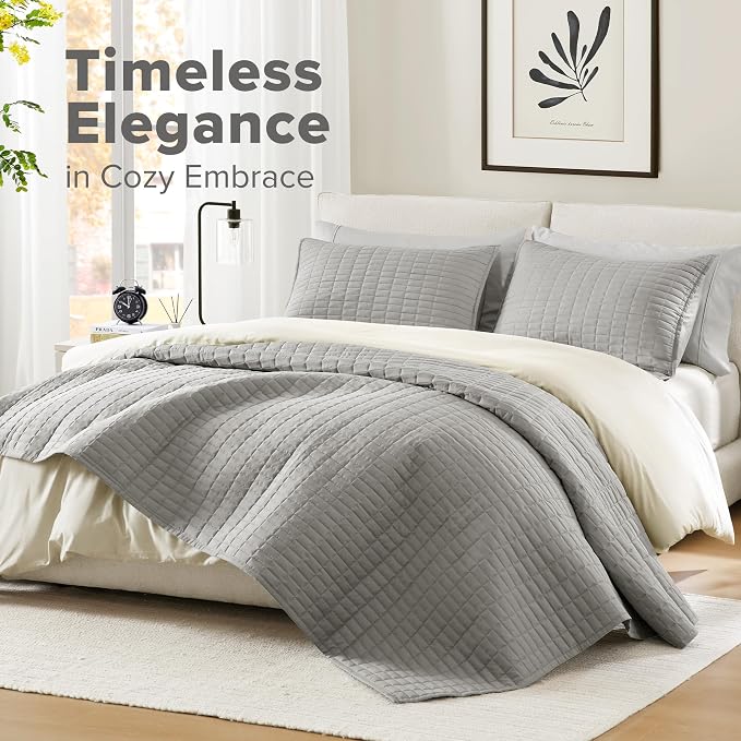 Comfort Spaces King Quilt Set Modern Reversible Diamond Coverlet Bedding Set - Image 2