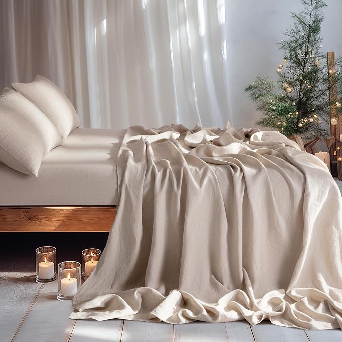 LBRO2M 100% Pure Linen Sheet Set Deep Pocket Up to 16" Bed Sheets Sets - Image 7