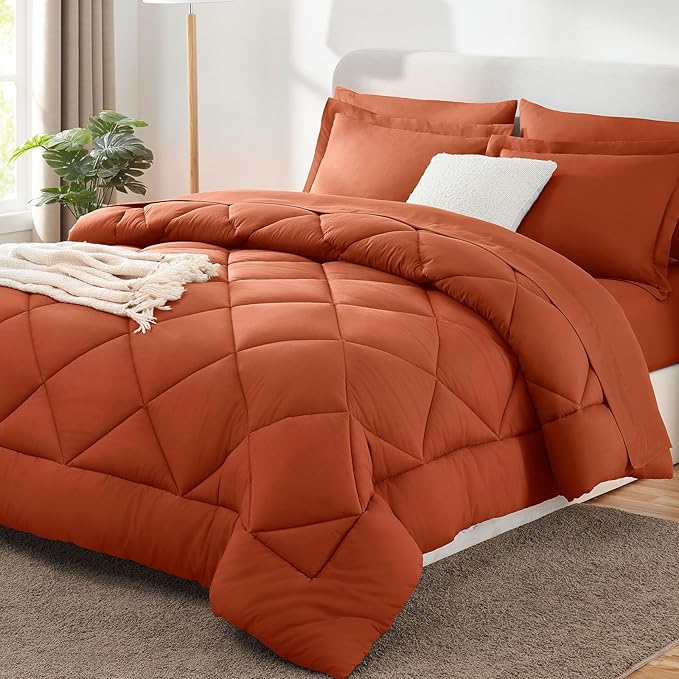 CozyLux King Size Comforter Set Burnt Orange by CozyLux