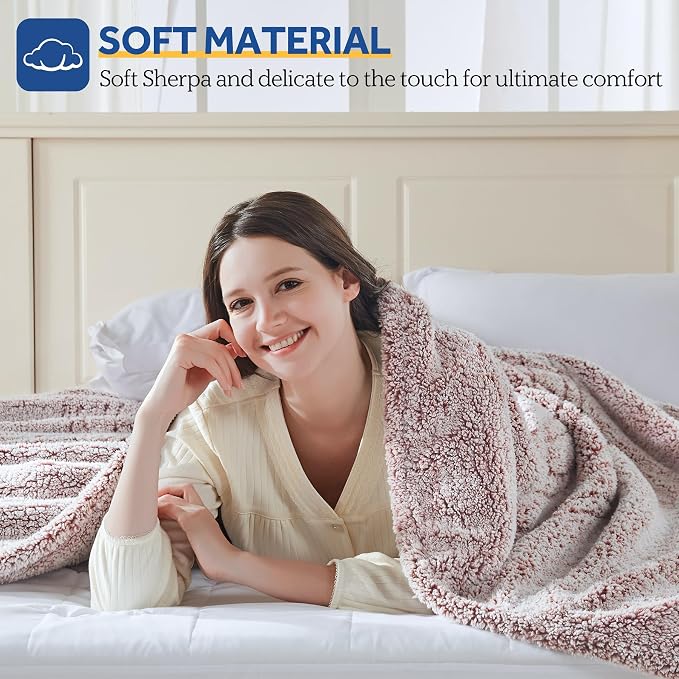 SEALY Electric Blanket Twin Size, Soft Sherpa Heated Blanket Single Control - Image 3