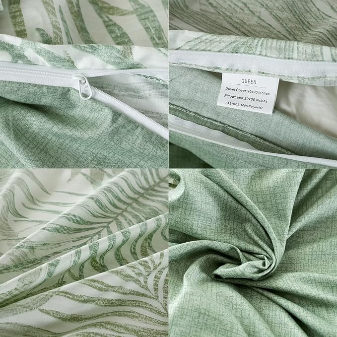 OAITE Duvet Cover Twin Size, Reversible Leaf Green Duvet Cover Set - Image 5