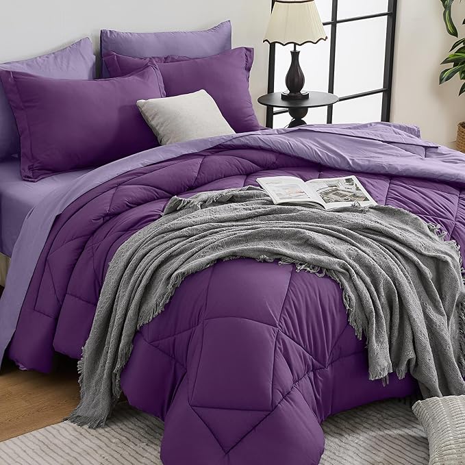 HEVUMYI Purple & Light Purple Full Comforter Set by HEVUMYI