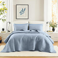 Comfort Spaces Blue Oversized Queen Quilt Set 102"x118" Bedspread Quilted by ComfortSpaces