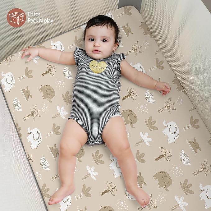Baby Mini Crib Sheets Boy, Portable 38”x26” Pack and Play Sheets Fitted - Image 4