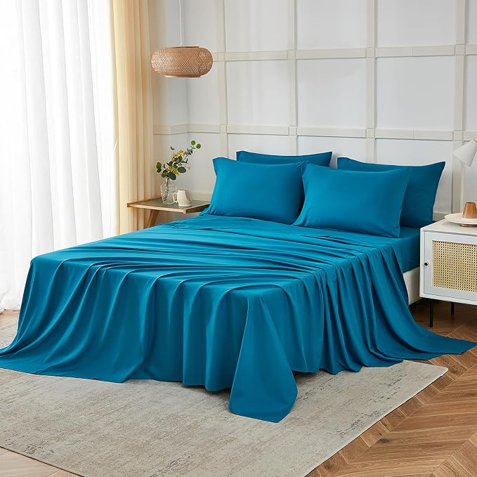 ILAVANDE Teal Queen Sheets Set 6 Piece, Hotel Luxury Super Soft 1800 Series - Image 6