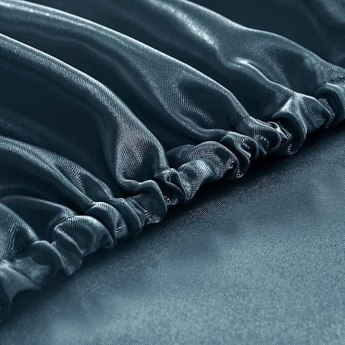 Homiest Deep Sea Blue Satin Fitted Sheet Twin XL Size, Deep Pocket, Luxury & - Image 5
