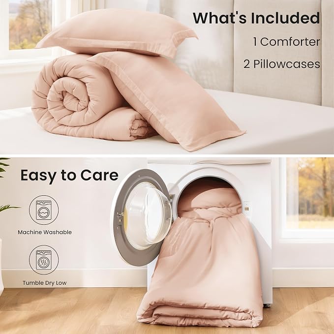 Love's cabin Pink Full Comforter Set, 3-Piece Prewashed Bed Set - Image 7